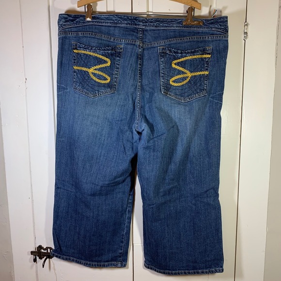 Seven7 Premium Retro Vtg Denim‎ Jeans Cropped Embroidered Pockets Plus Size 24 - Picture 1 of 15